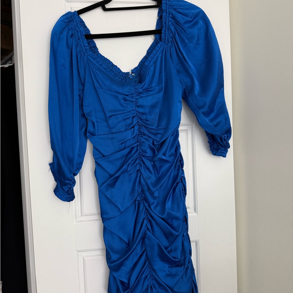 DO+BE Royal Blue Ruched Long Sleeve Dress